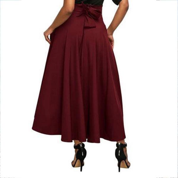 Fashion Pure Colour Swing Waist Skirt