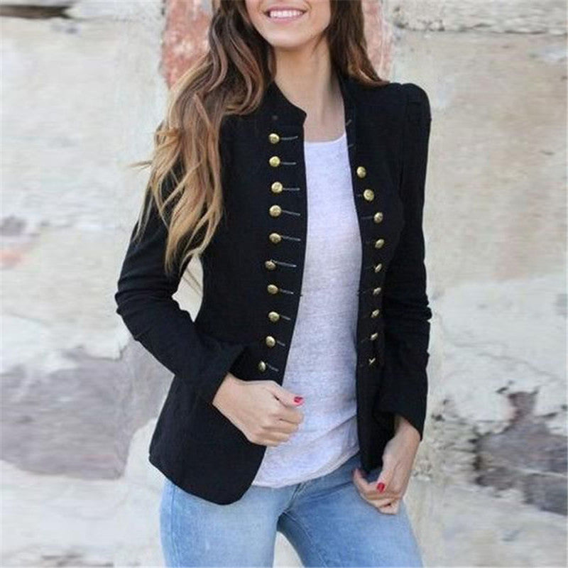 Solid color single-breasted blazer