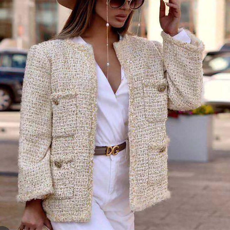 Fashion small fragrance pocket decorative buckle Coat