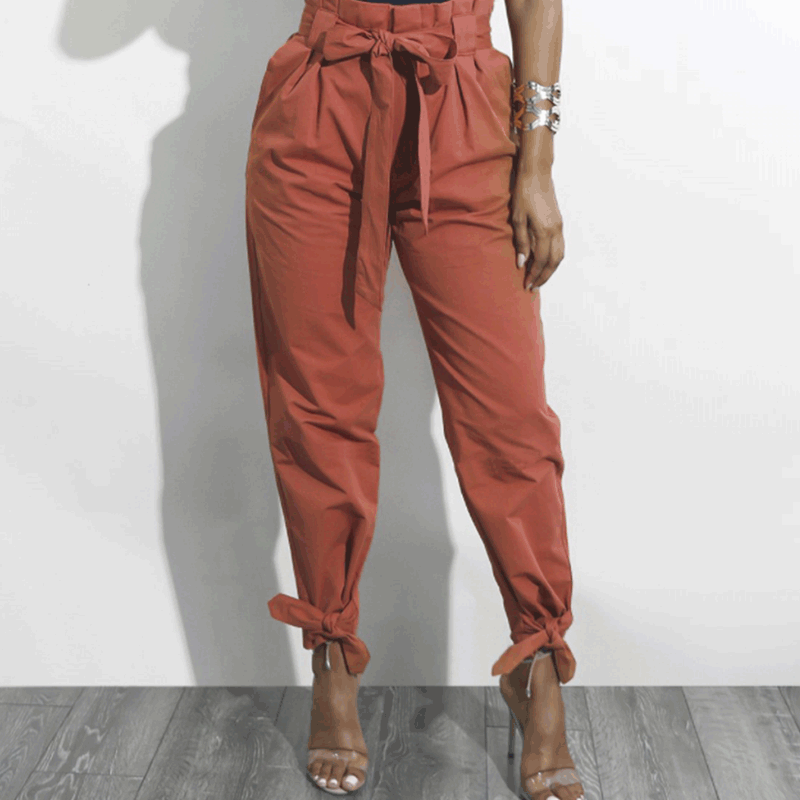 Solid Color High-Waisted Loose Casual Pants