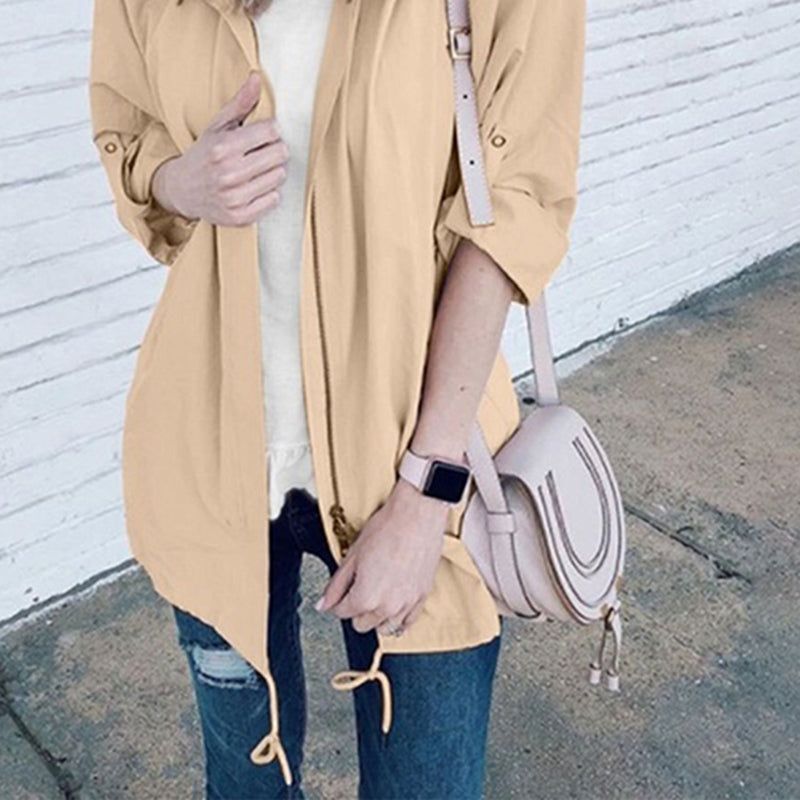 casual brief solid colour loose long sleeves Jacket