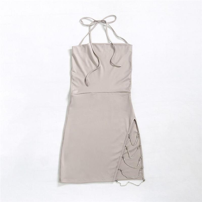 Spaghetti Strap sleeveless Plain Bodycon Dresses