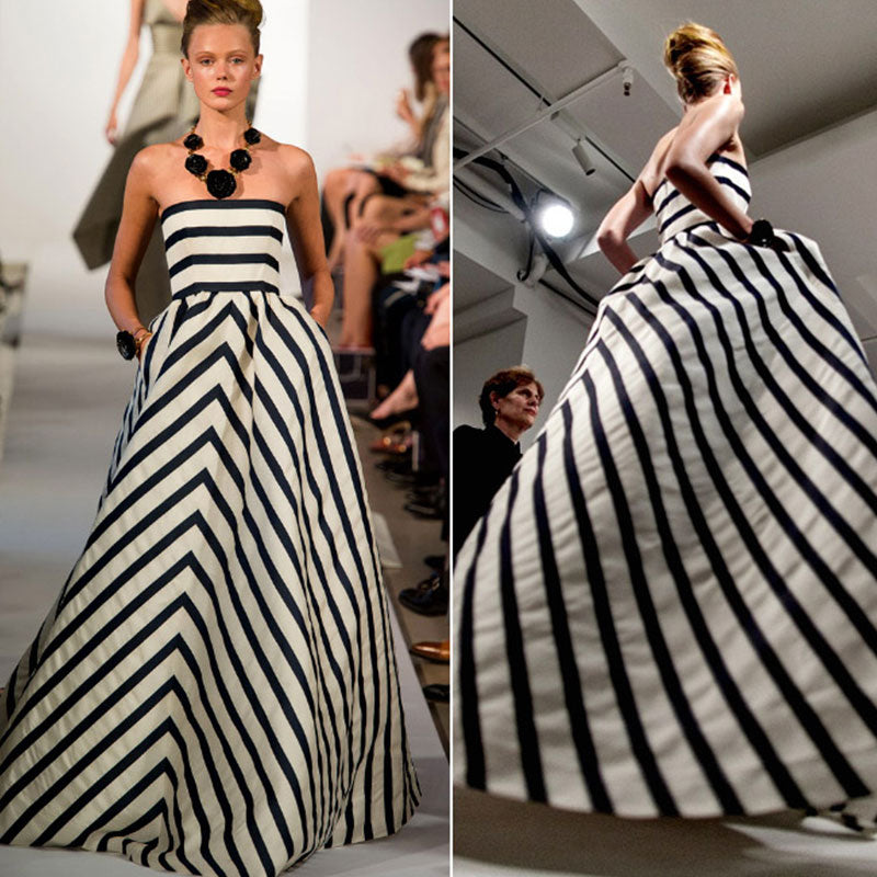 Fashion Boat Neck Off-Shoulder Stripe Sleeveless Dress