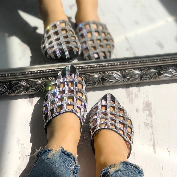 Fashion Hollow Diamond Pointed Sandals