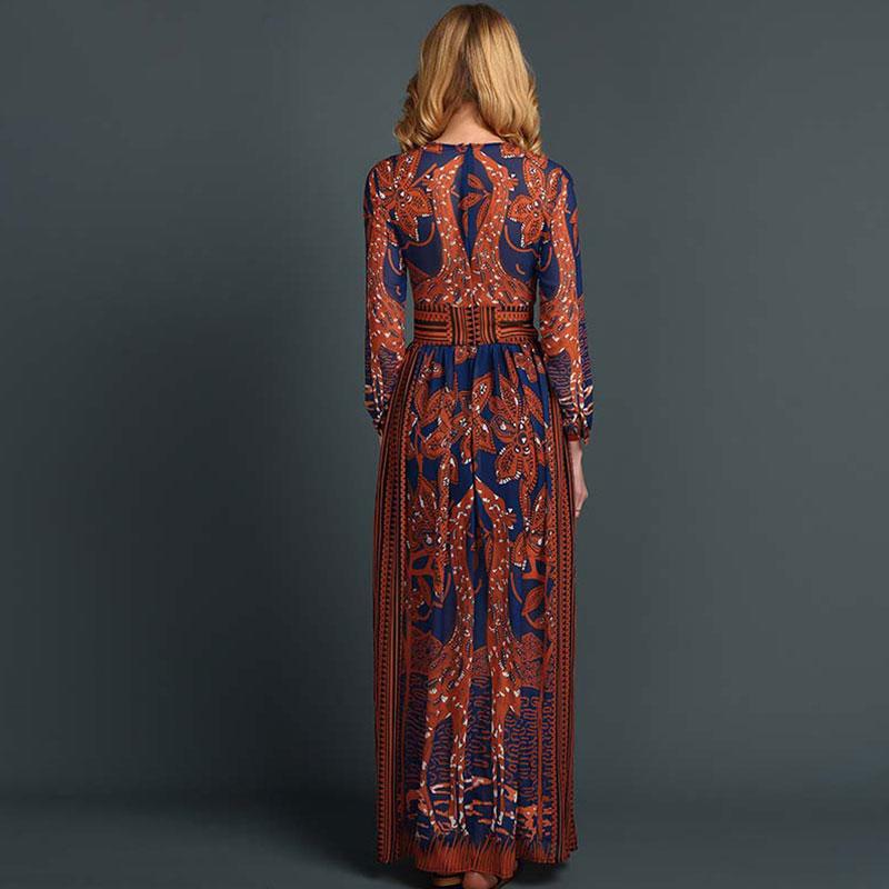 Chiffon long-sleeved vintage maxi dress