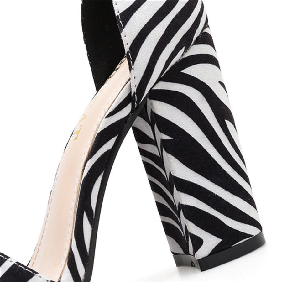 Zebra Pattern With A Buckle With High Heel Sandals