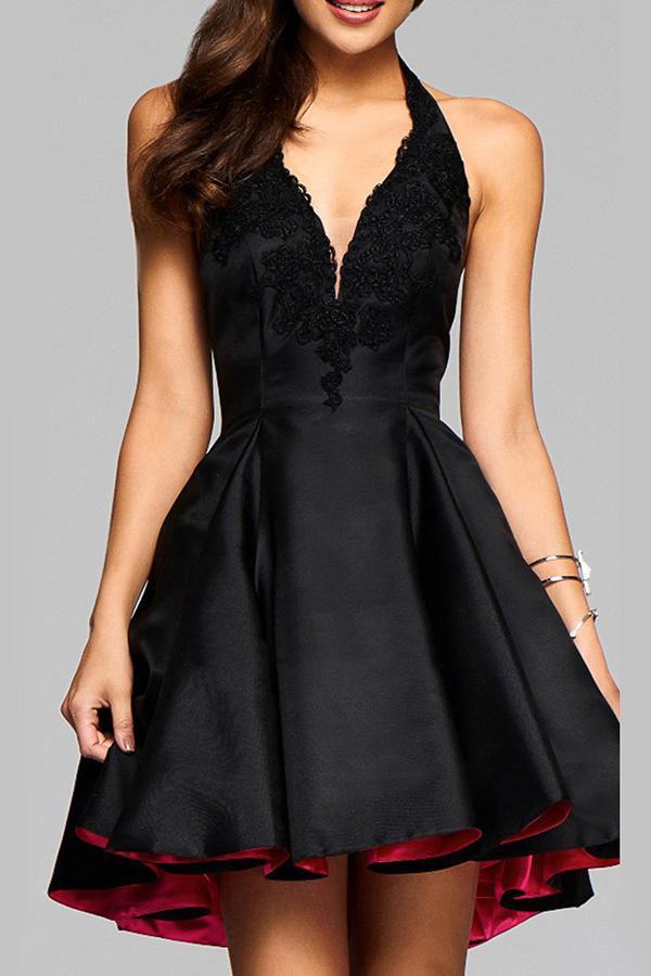 Sexy Deep V Halter Sleeveless Evening Dress