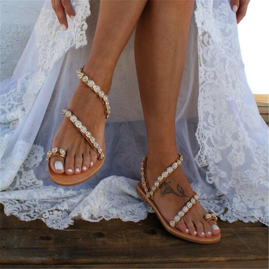 Star Diamond Beach Open Toe Flat Sandals