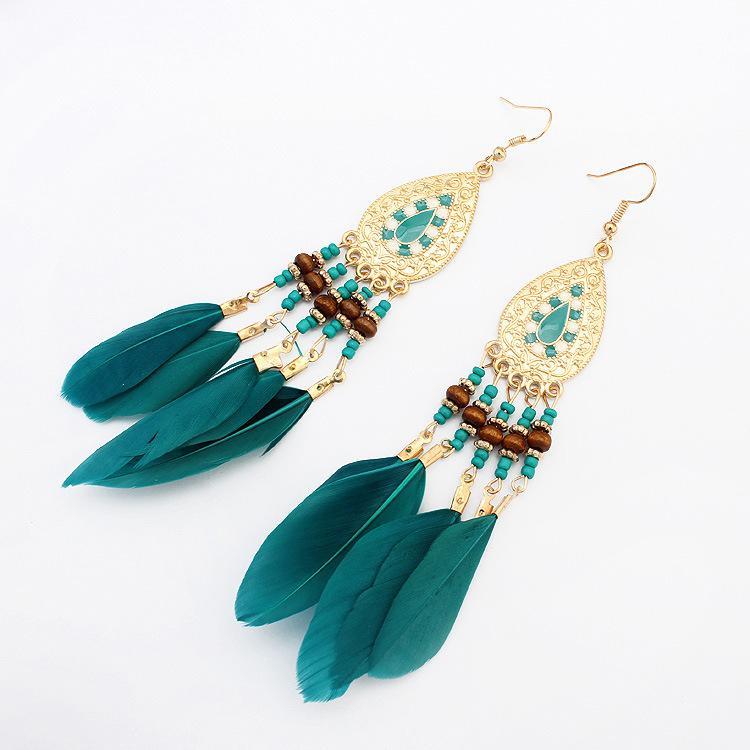 Fashion   Fringed Feather Earrings Long Accessories Handmade Earrings