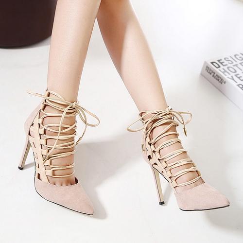 Suede Pointed Strap With High Heel Sandals