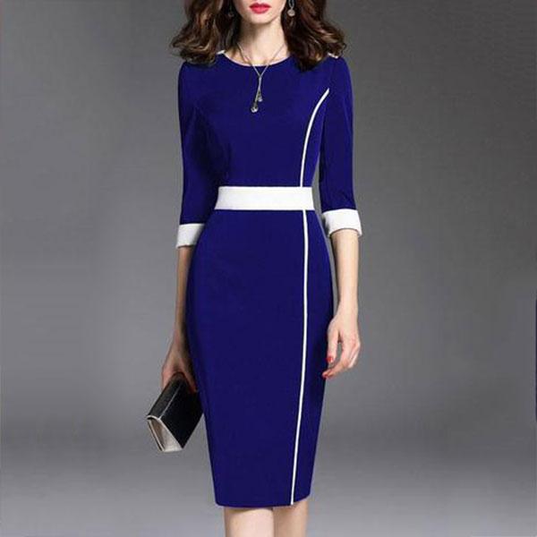 Round Neck  Plain Bodycon Dress