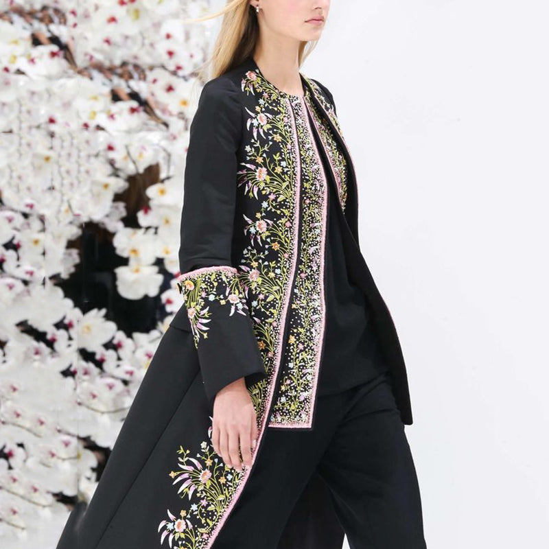 Medium Long Printed Embroidered Coat