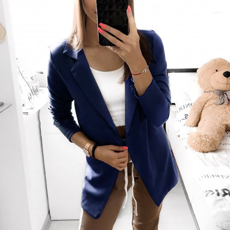 Work Long Sleeve A Lapel Pure Color Blazer