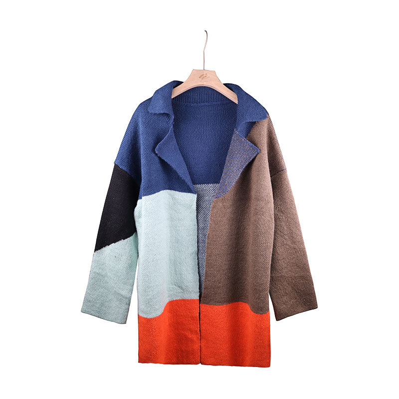 Fashion Contrast Color Stitching Coat