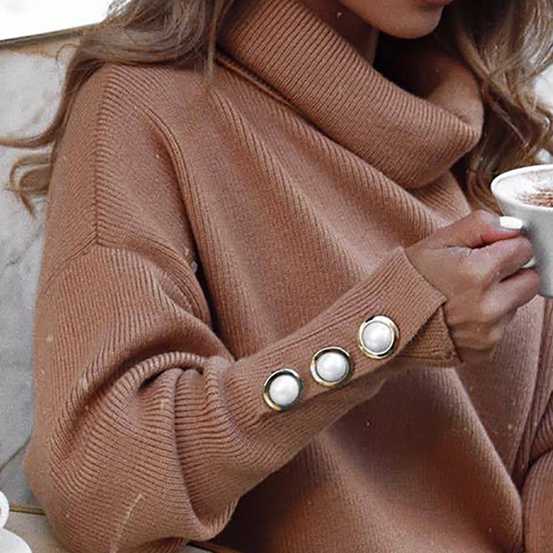 Casual Loose Pure Colour High Collar Sweater
