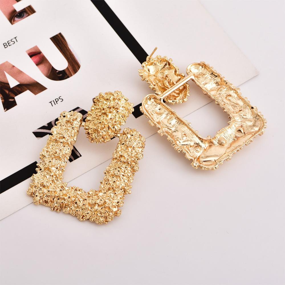 Fashion Trend New Rose Geometric  Metal Female Earrings