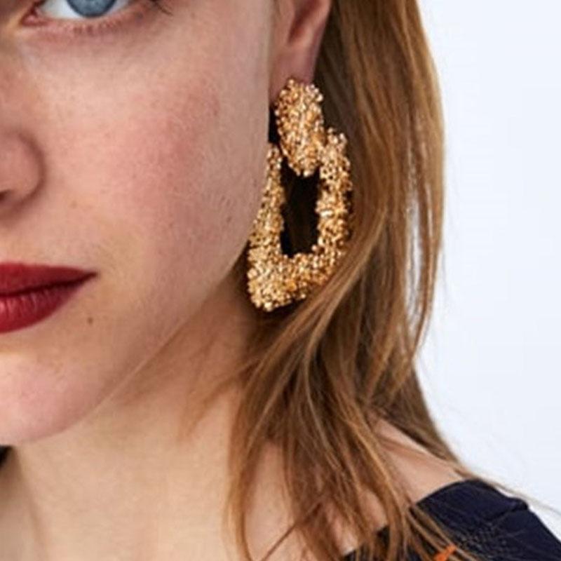 Fashion Trend New Rose Geometric  Metal Female Earrings