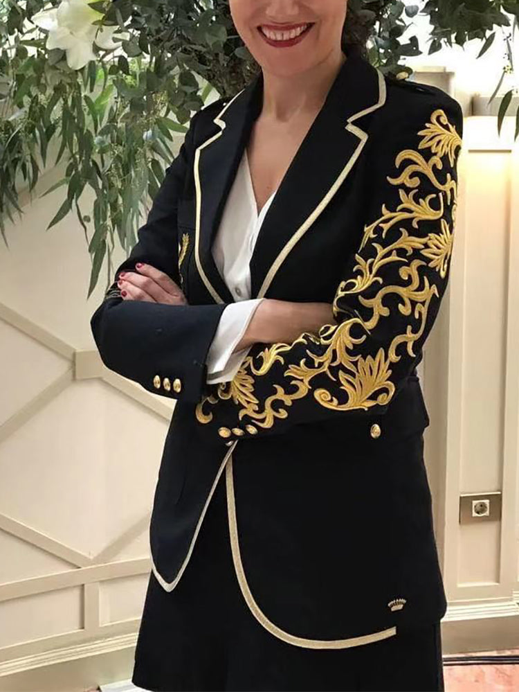 Women's Fashion Inwrought Long Sleeve Blazer