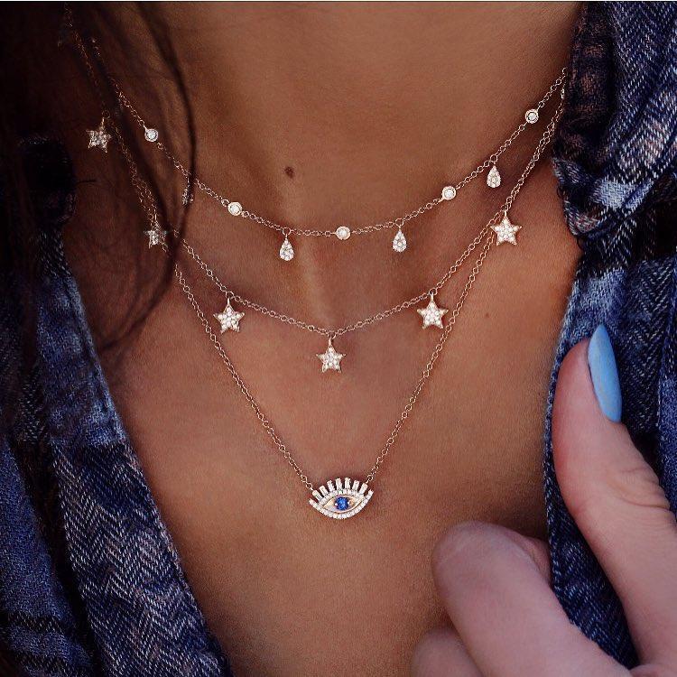 Fashion Devil's Eye Star Pendant Necklace