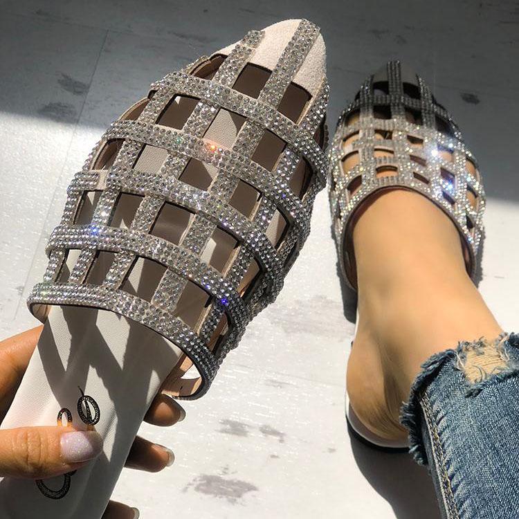 Fashion Hollow Diamond Pointed Sandals