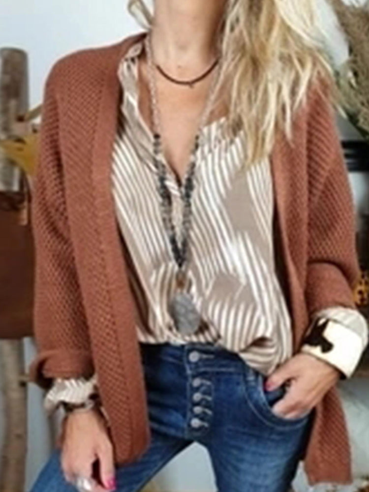 Fashion Long Sleeve Solid Color Cardigan