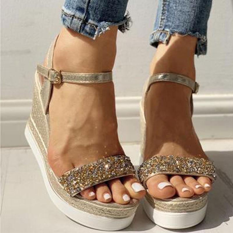 Fashion Casual Rhinestone Wedge Sandals