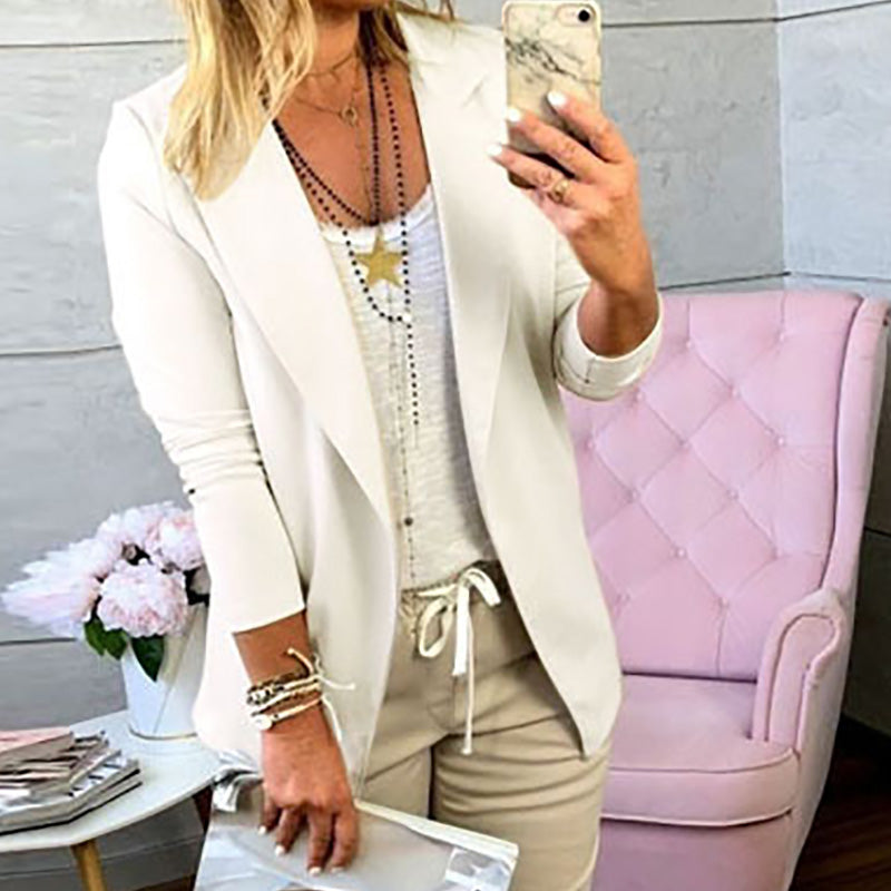 Solid Color Long-Sleeved Suit Collar Ladies Small Blazer