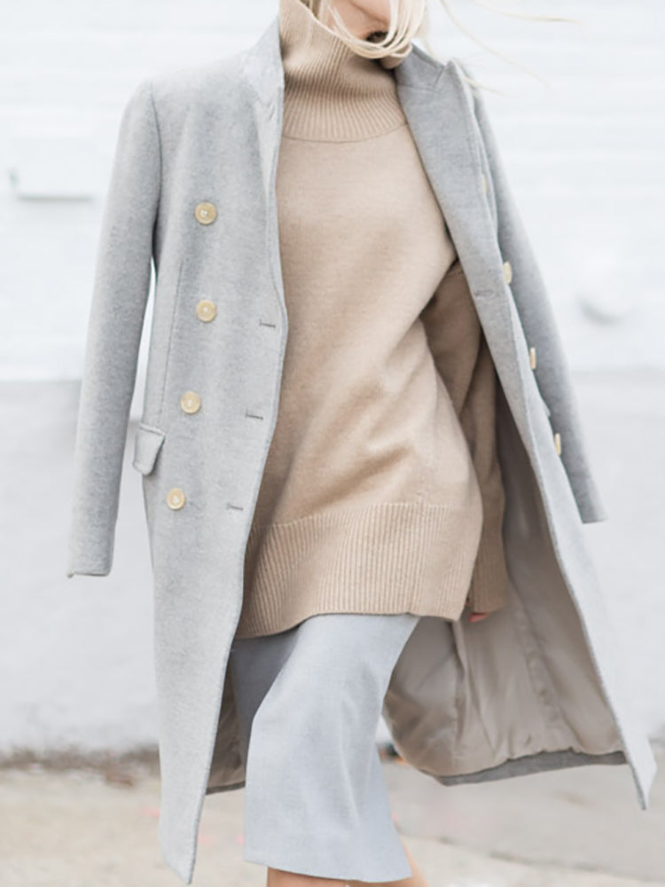 Casual Double-breasted Cotton Overcoat