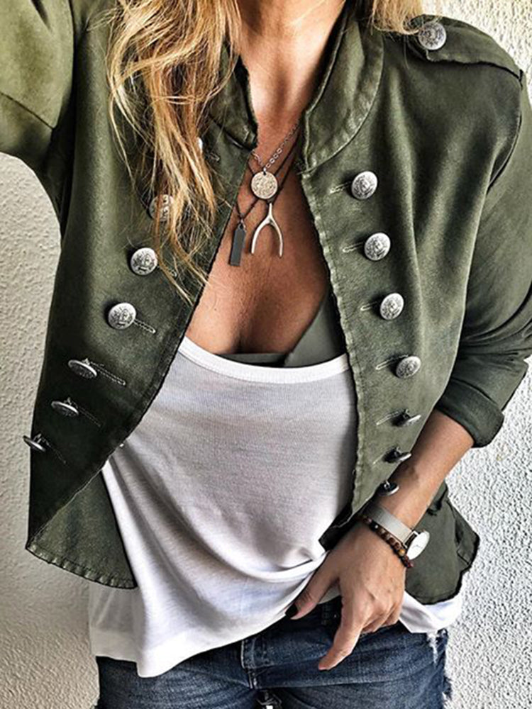 British style solid color double-breasted women's Jacket