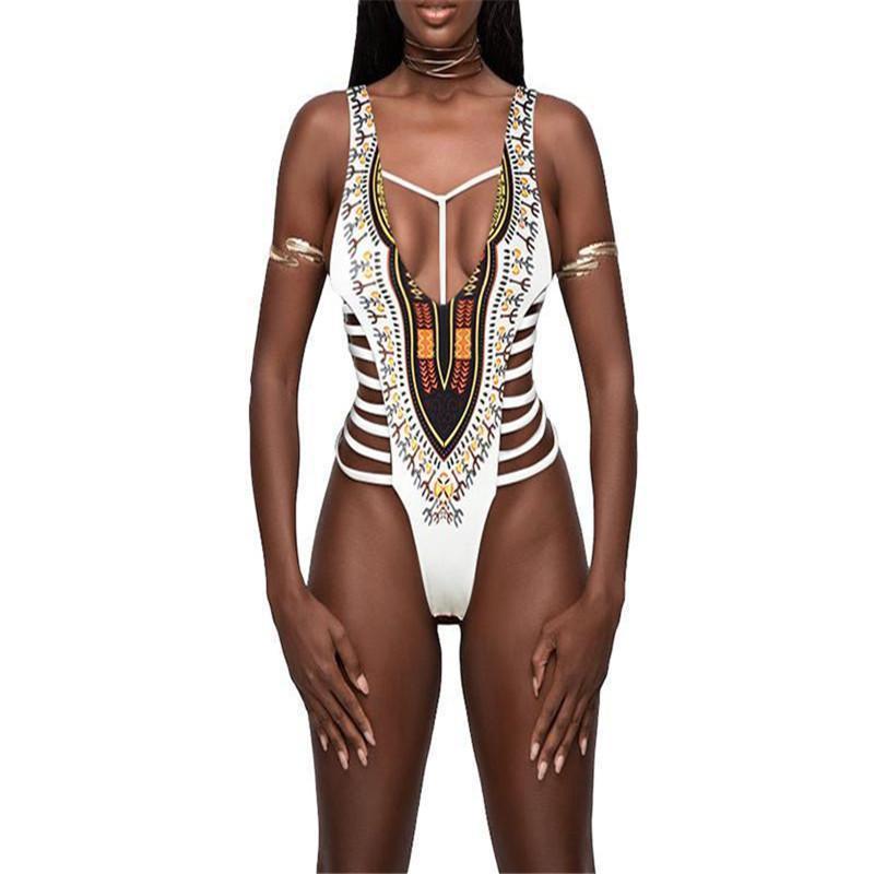 Sexy National Style Printed Hollow Swimsuit
