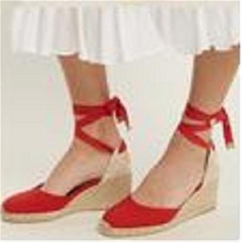Summer Fashion Wedge With High Heel Platform Baotou Sandals 40-4Large Size Bandage Sandals