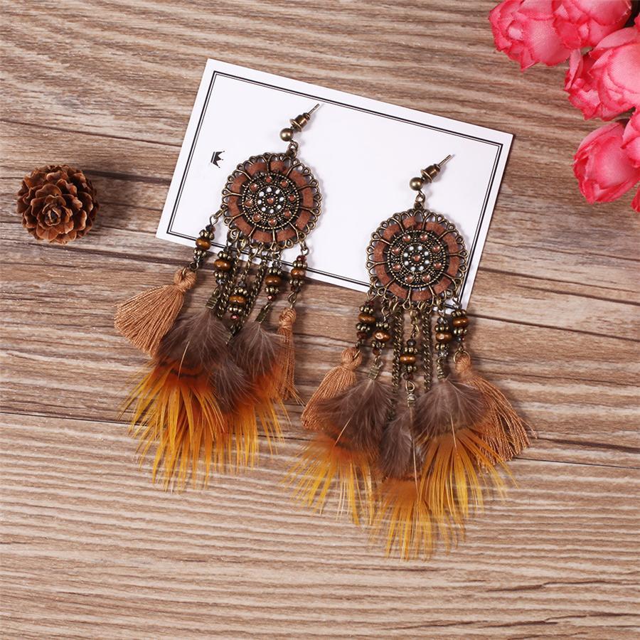Feather Retro Round Cutout Earrings