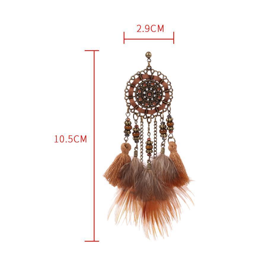 Feather Retro Round Cutout Earrings