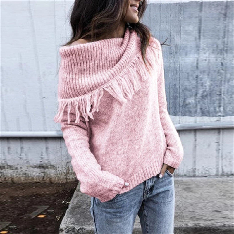 Casual long sleeved solid color sweater