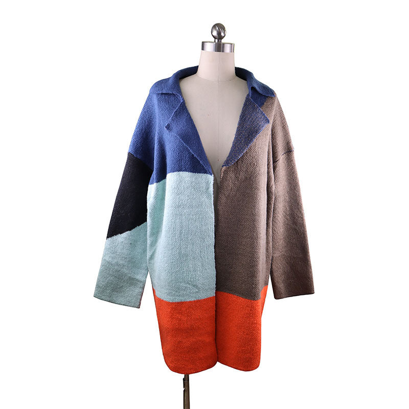 Fashion Contrast Color Stitching Coat