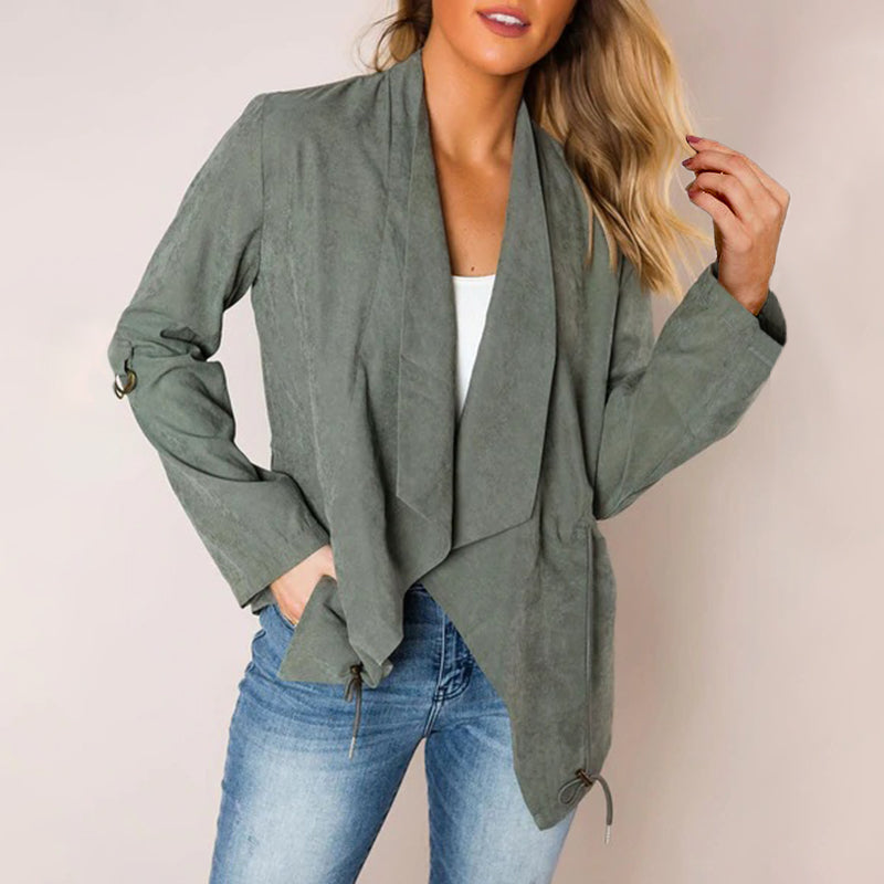 Leisure Pure Color Long Sleeved Loose Jacket