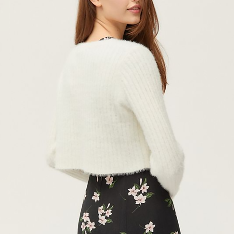 Casual Pure Colour Single-breasted Extra Short Cardigan