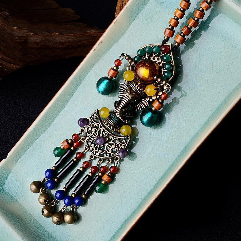 Fashion Vintage National Wind Sweater Chain   Tassel Pendant Necklace