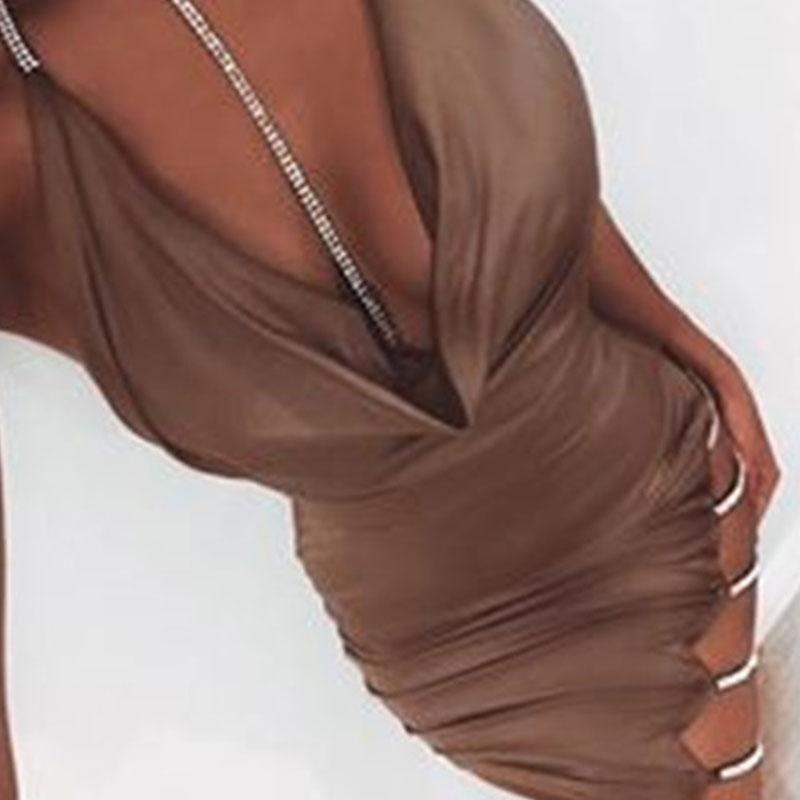 Spaghetti Strap sleeveless Plain Bodycon Dresses