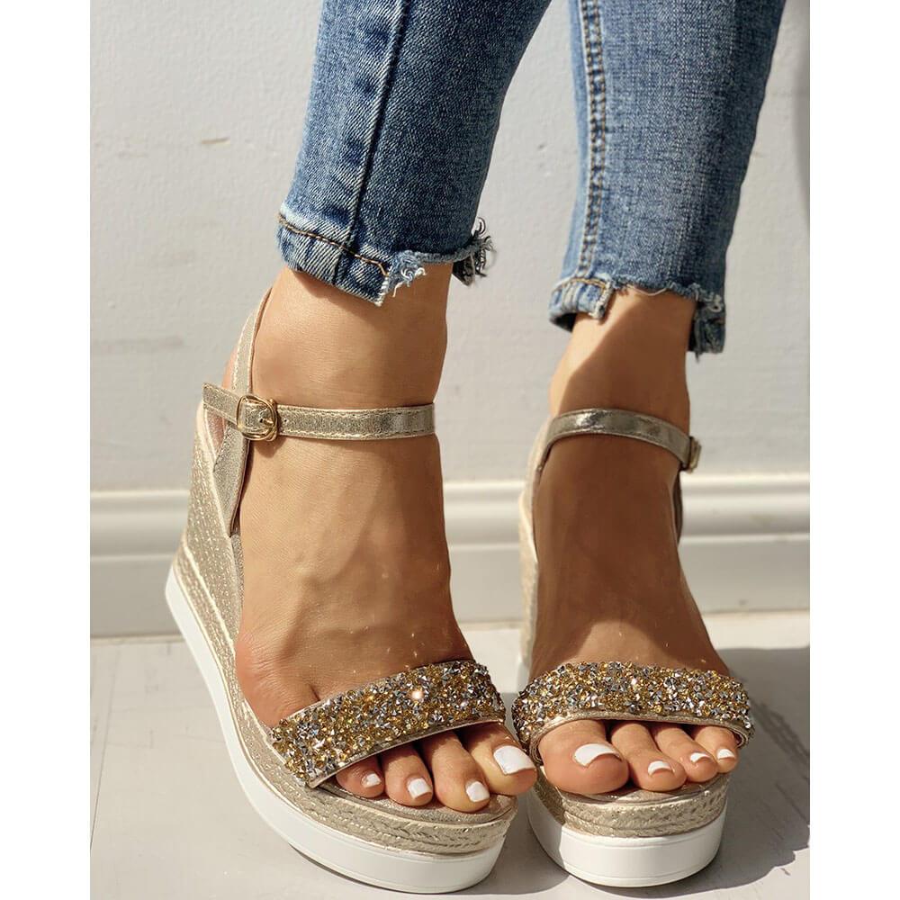 Fashion Casual Rhinestone Wedge Sandals