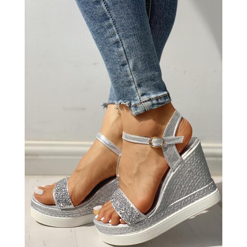 Fashion Casual Rhinestone Wedge Sandals