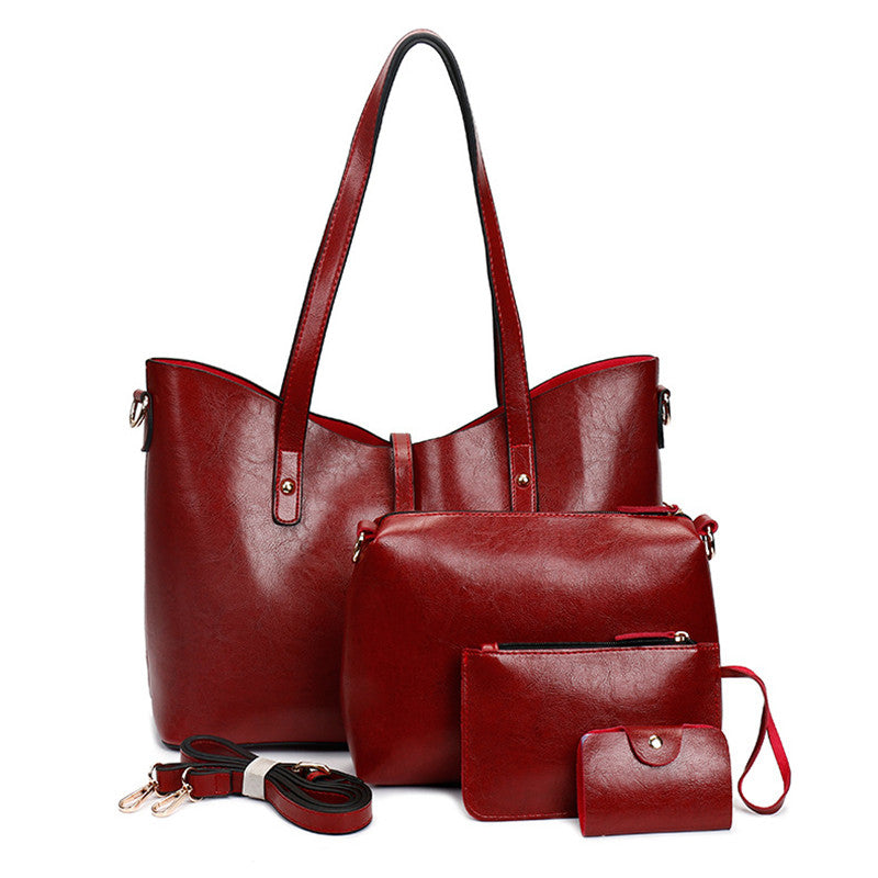 4 Piece Set Autumn And Winter New Fashion Retro Mother Bag Wild Big Bag Handbag Shoulder Messenger Bag