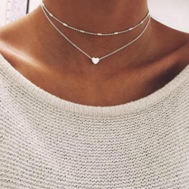 Simple Hearts Copper Multilayer Clavicle   Necklace