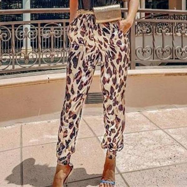 Fashion Casual Leopard   Print Fedora Pants