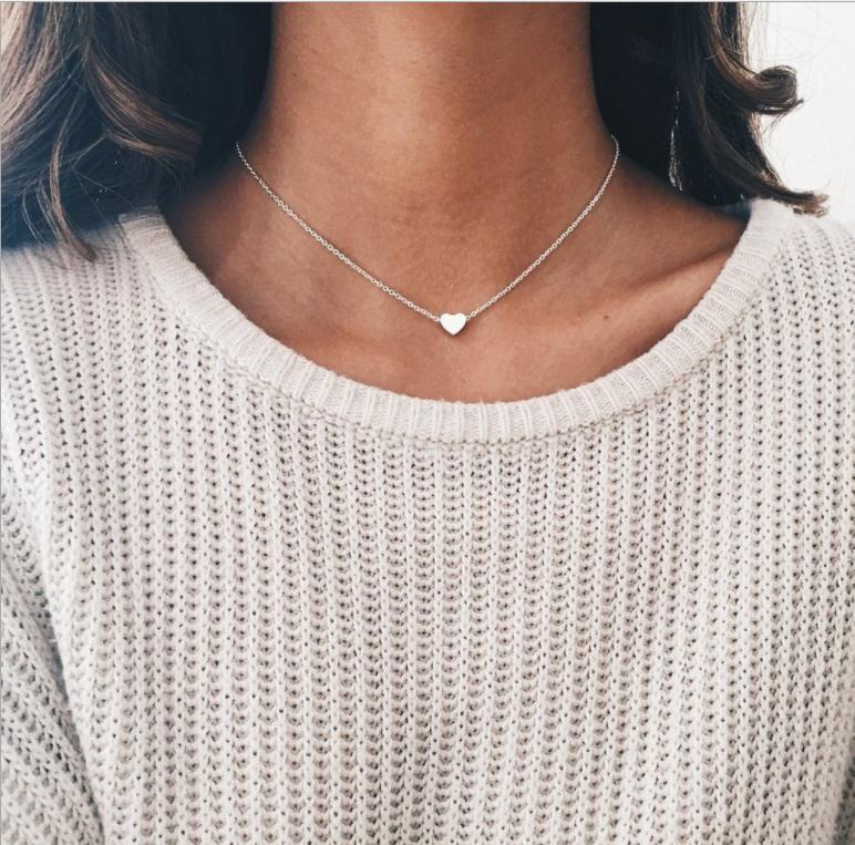 Fashion Alloy Heart Simple Clavicle Necklace