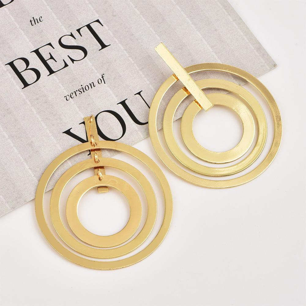 Personality trend women's 3 circle earrings