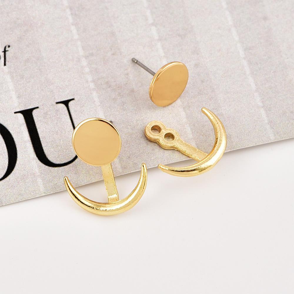 Fashion Simple Metal Crescent Rear Insert Female Earrings