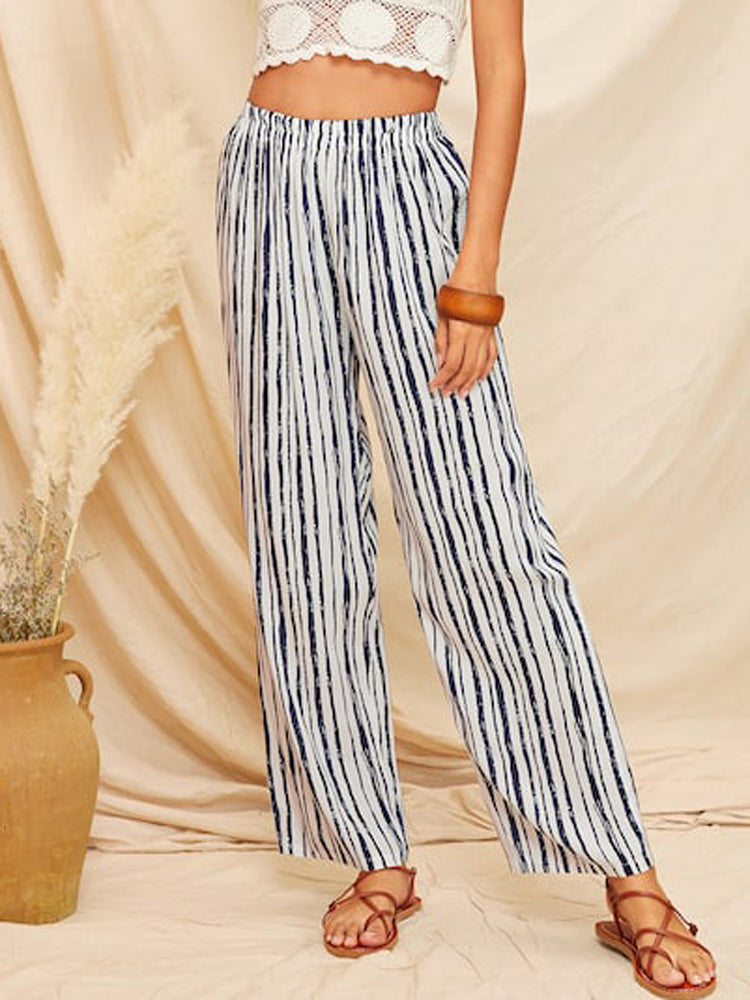 Casual Loose Striped Wide Leg Pants