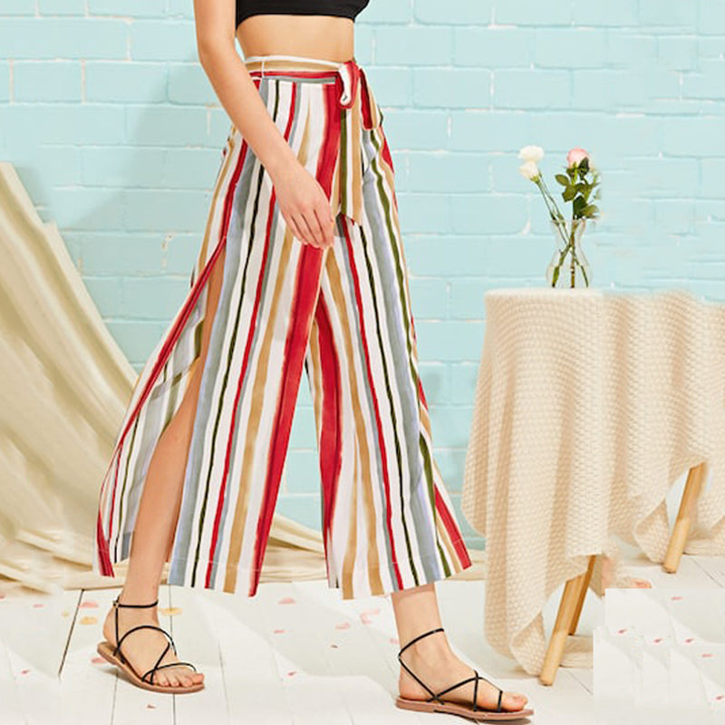 Casual Stripe Elastic Pants