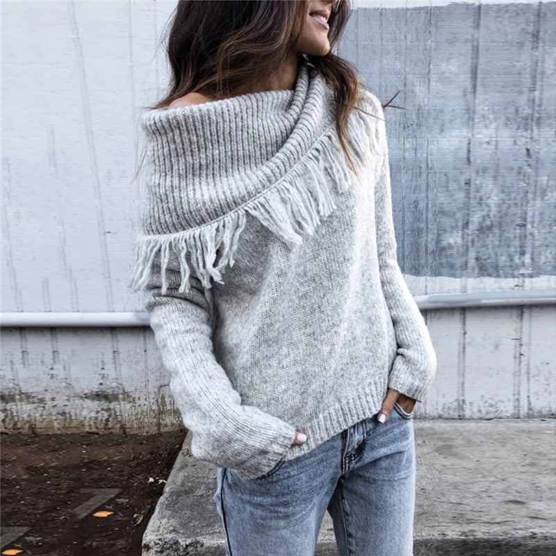Casual long sleeved solid color sweater